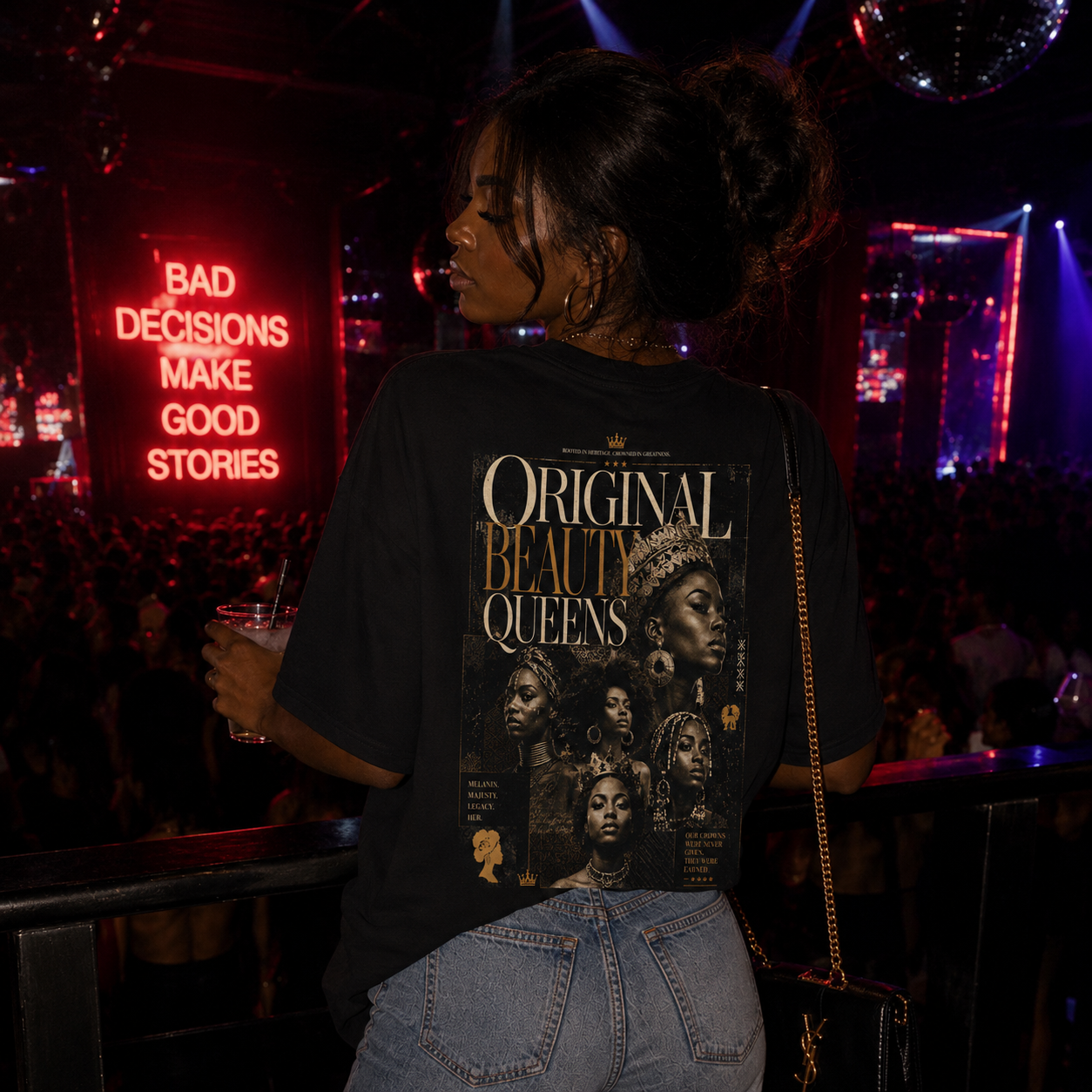 Original Beauty Queens Graphic T‑Shirt — Black Afrocentric Portrait Tee