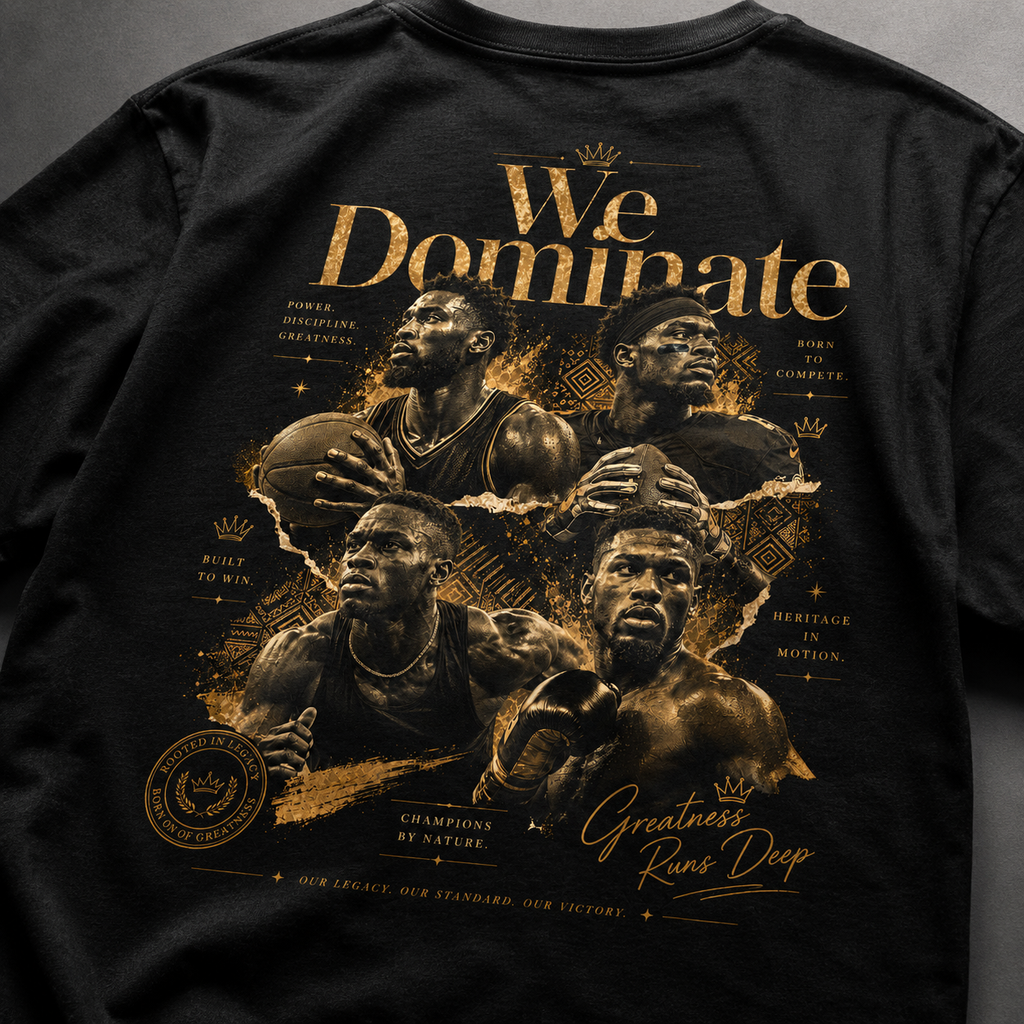 We Dominate Basketball Team T-Shirt — Vintage Player Collage