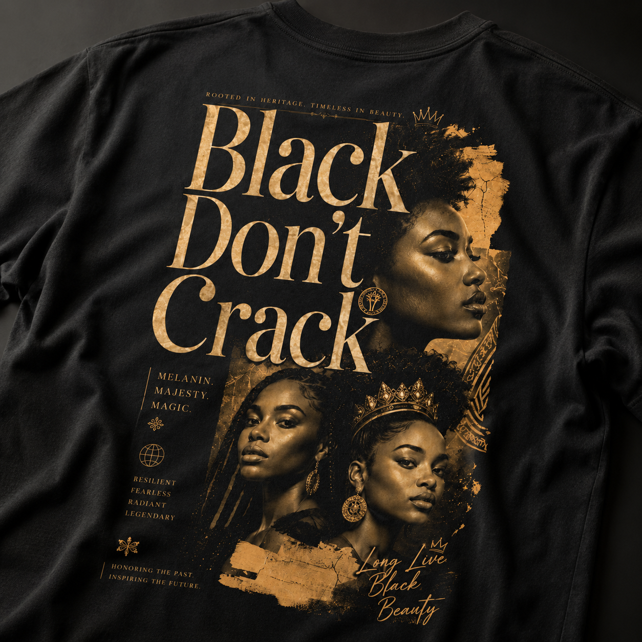 Black Don't Crack T-Shirt – Afrocentric Portrait Graphic Tee